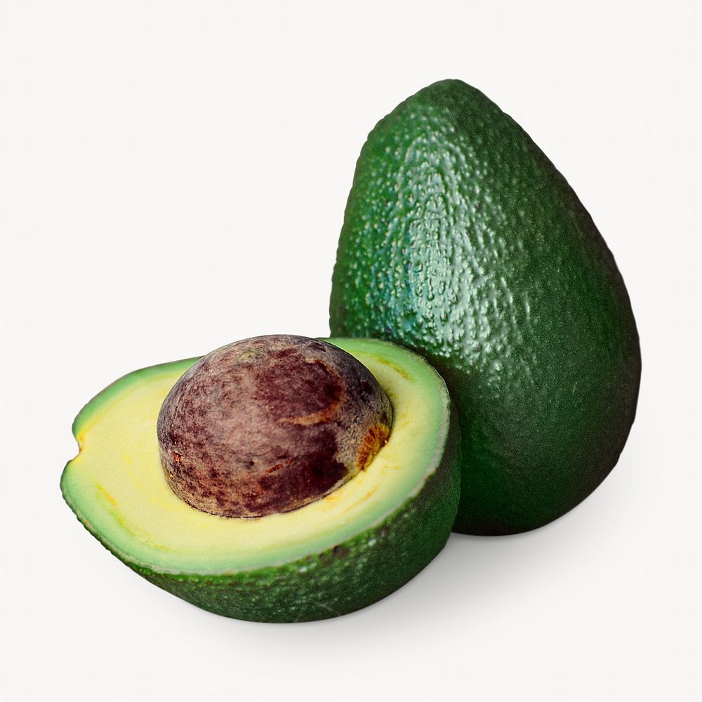 Organic avocado fruit, isolated image