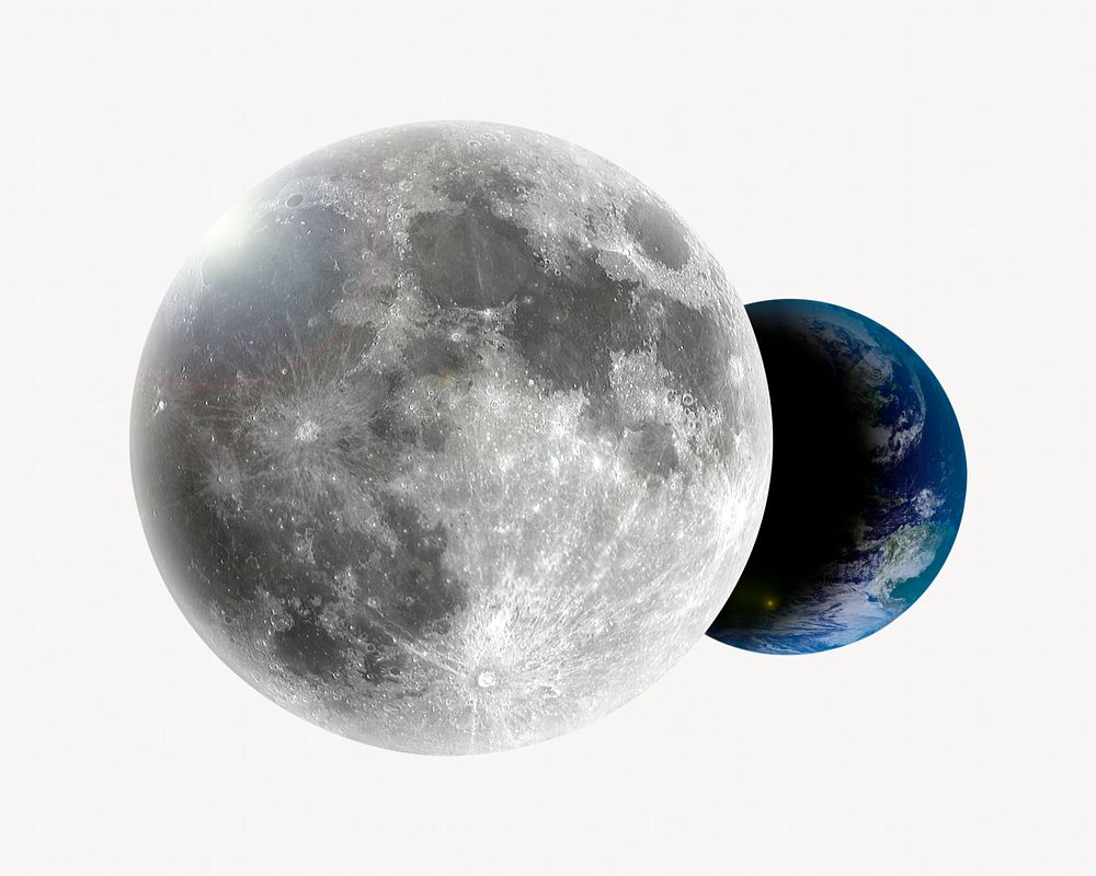 Lunar eclipse on white background