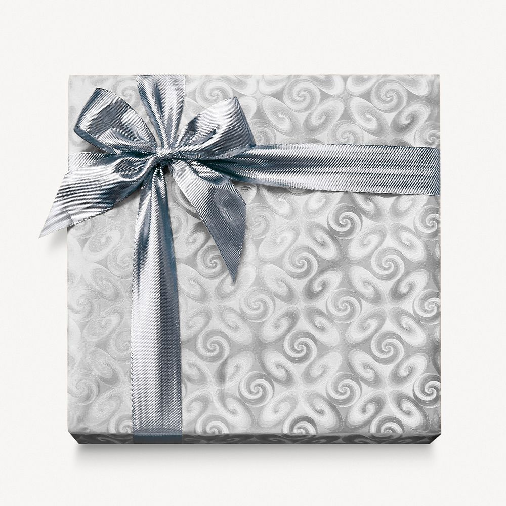 Silver gift collage element psd