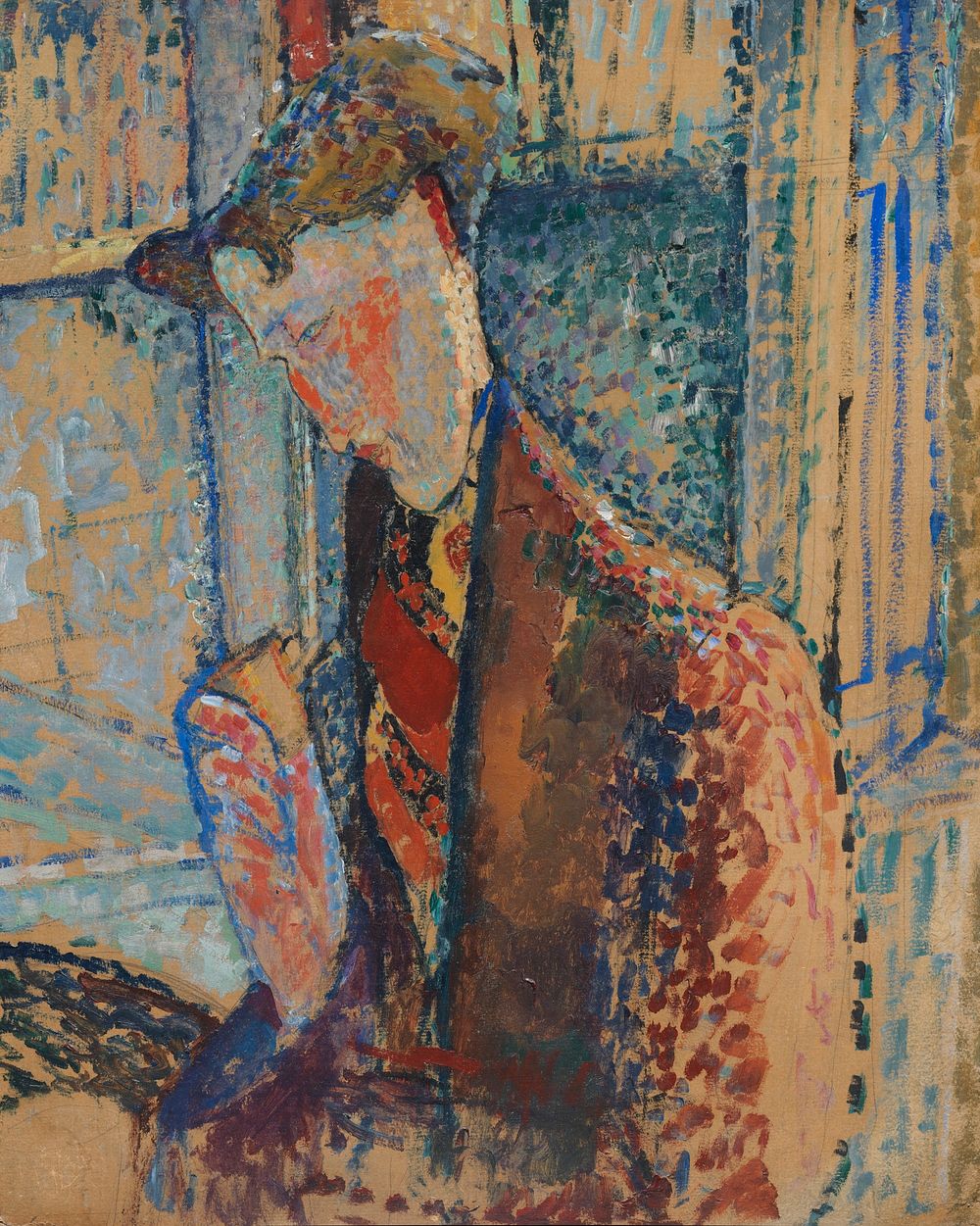 Amedeo Modigliani's Reverie (Study for the Portrait of Frank Burty Haviland) (1914) famous painting. 