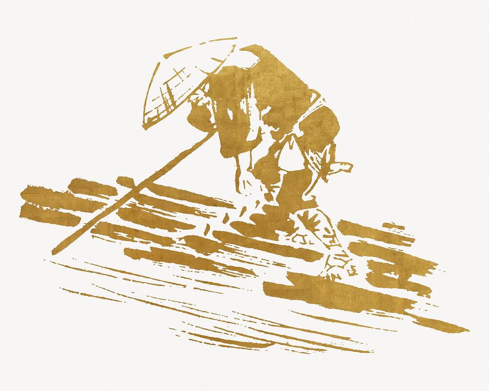 Vintage gold rafting man. Remixed by rawpixel.