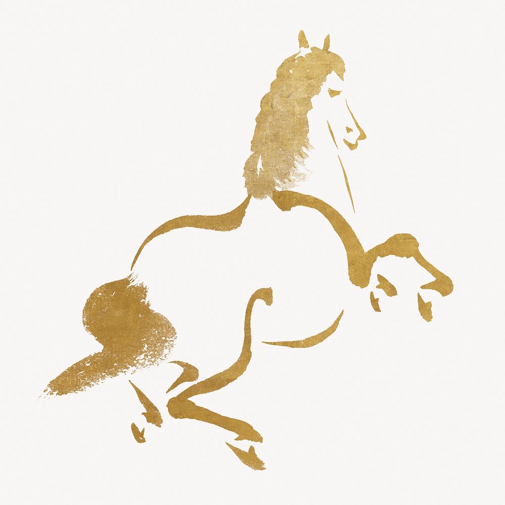 Gold rearing horse. Remixed by rawpixel.