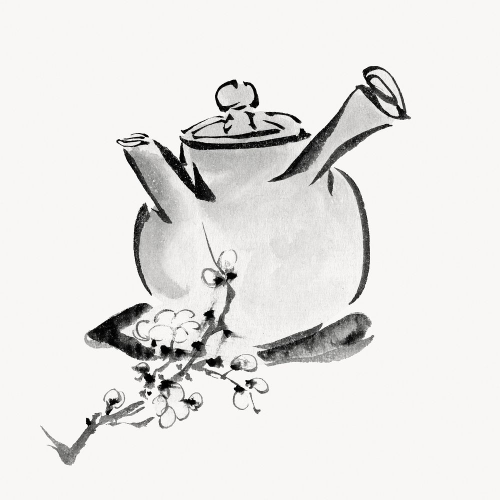 Japanese teapot, vintage object illustration. Remixed by rawpixel.