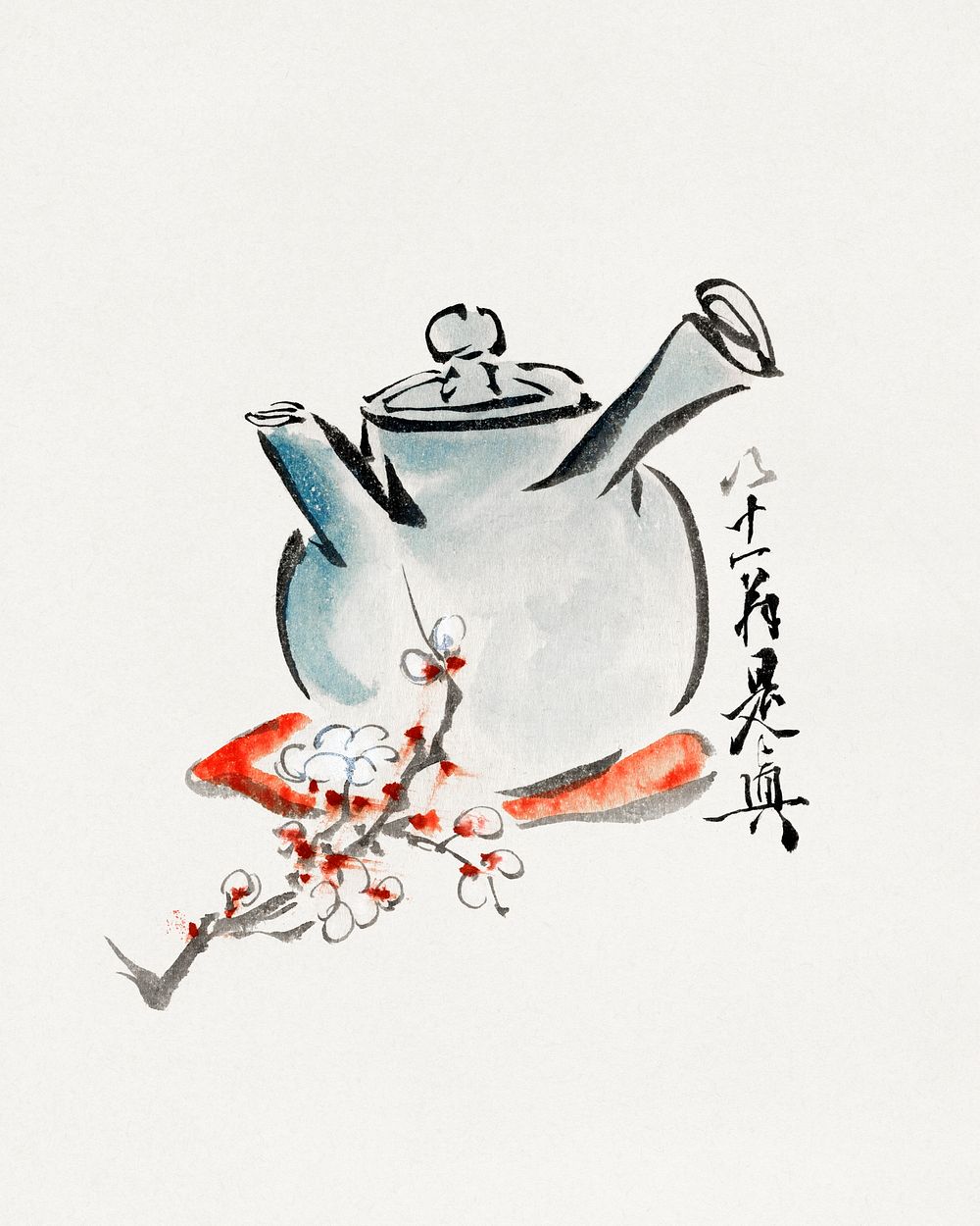 Teapot with cherry or plum blossoms (1750-1850). Original public domain image from the Library of Congress.   Digitally…