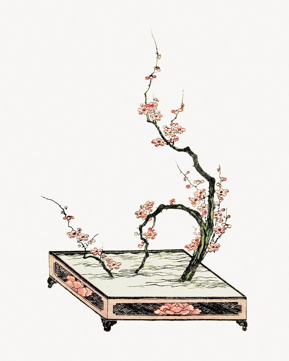 Japanese plum ikebana.   Remastered by rawpixel. 