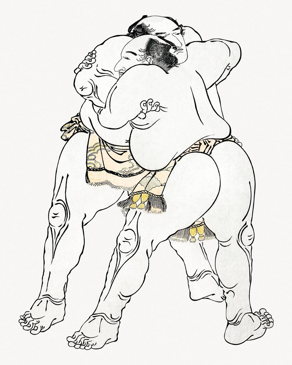 Hokusai&rsquo;s sumo wrestlers. Remastered by rawpixel. 