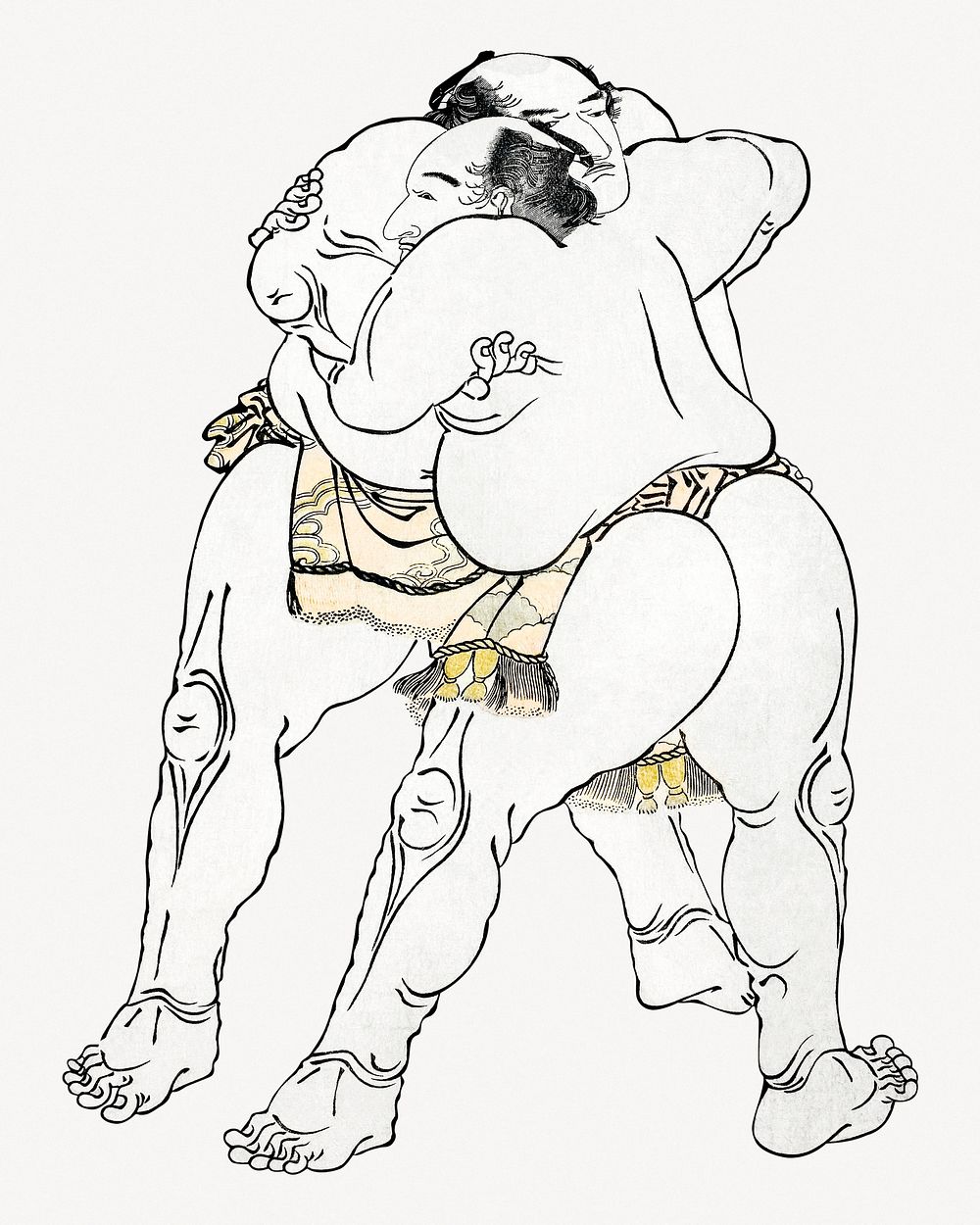 Hokusai’s sumo wrestlers psd. Remastered by rawpixel. 