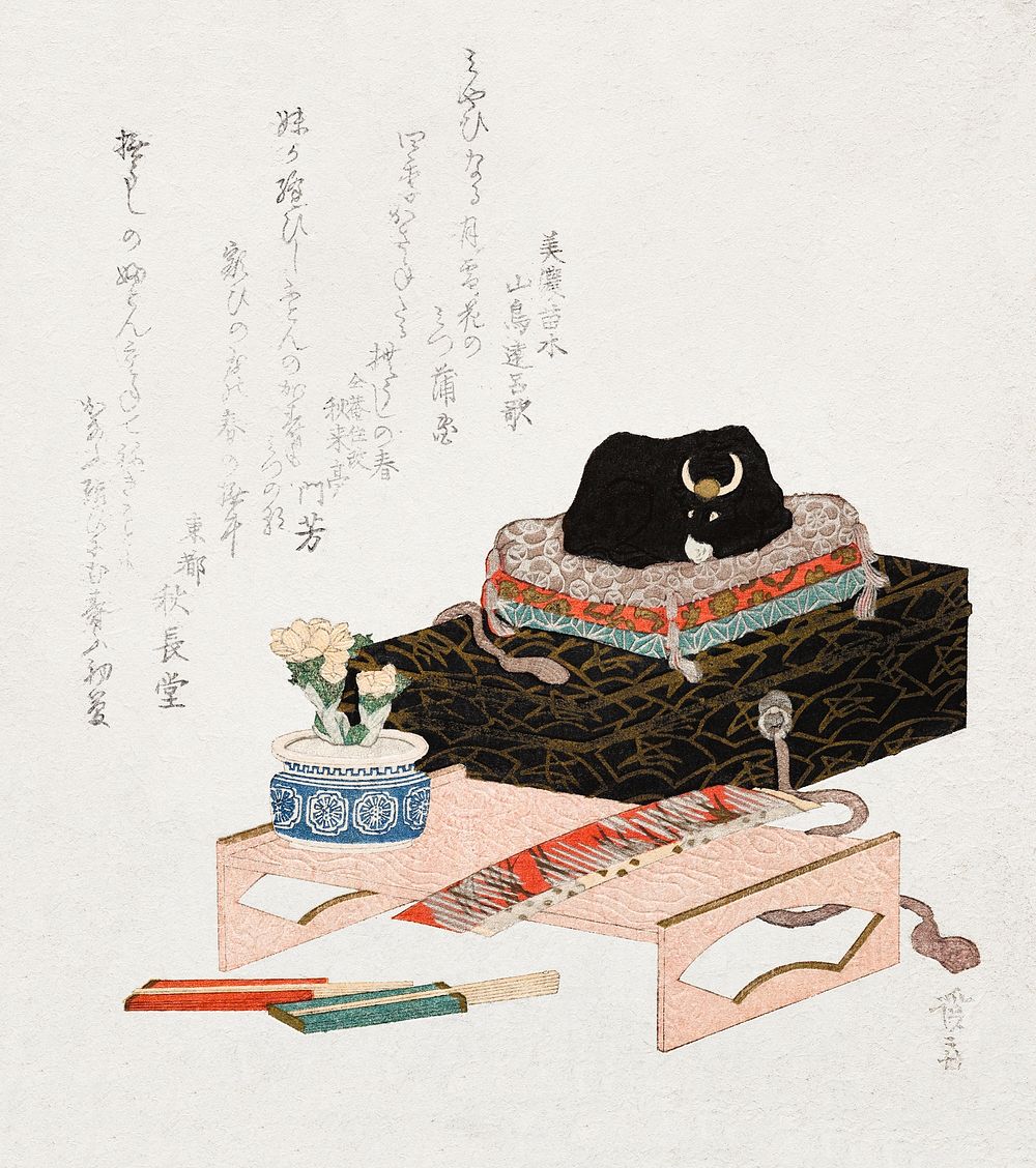 Still-life with a Ceramic Stroking-Ox (1829). Original public domain image by Keisai Eisen from The Yale University Art…