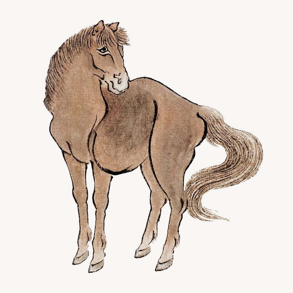 Japanese horse, vintage animal illustration psd. Remastered by rawpixel. 