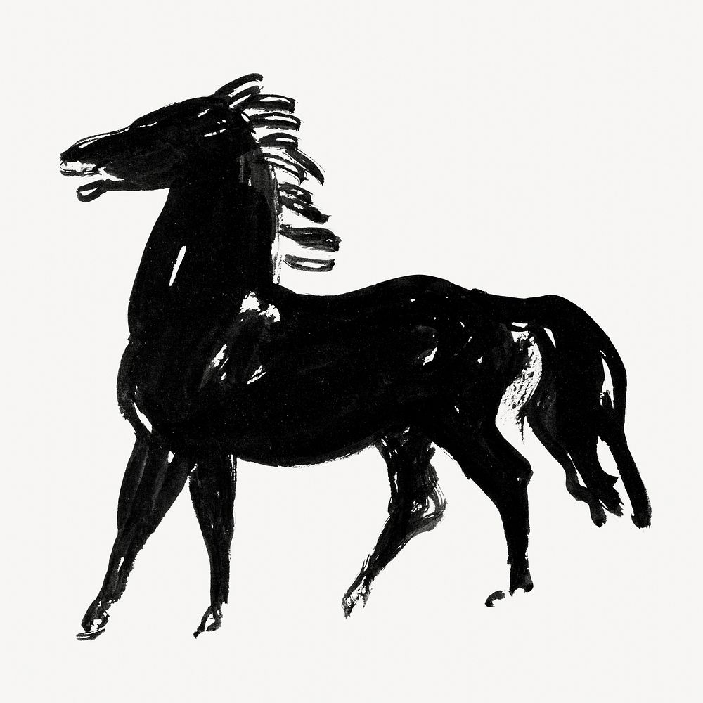 Vintage horse silhouette painting psd.   Remastered by rawpixel. 