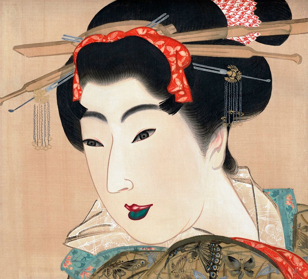 Japanese geisha (1830s) vintage painting by Mihata Joryu. Original public domain image from The Minneapolis Institute of…