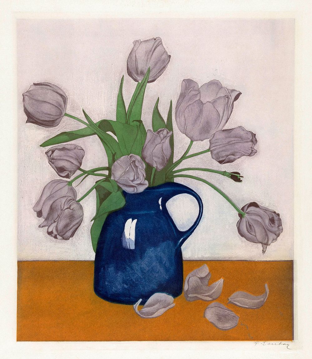 Everbag tulips, vintage Japanese etching. Original public domain image from the Rijksmuseum.   Digitally enhanced by…