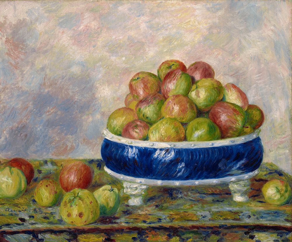 Apples in a Dish (1883) painting in high resolution by Pierre-Auguste Renoir. 