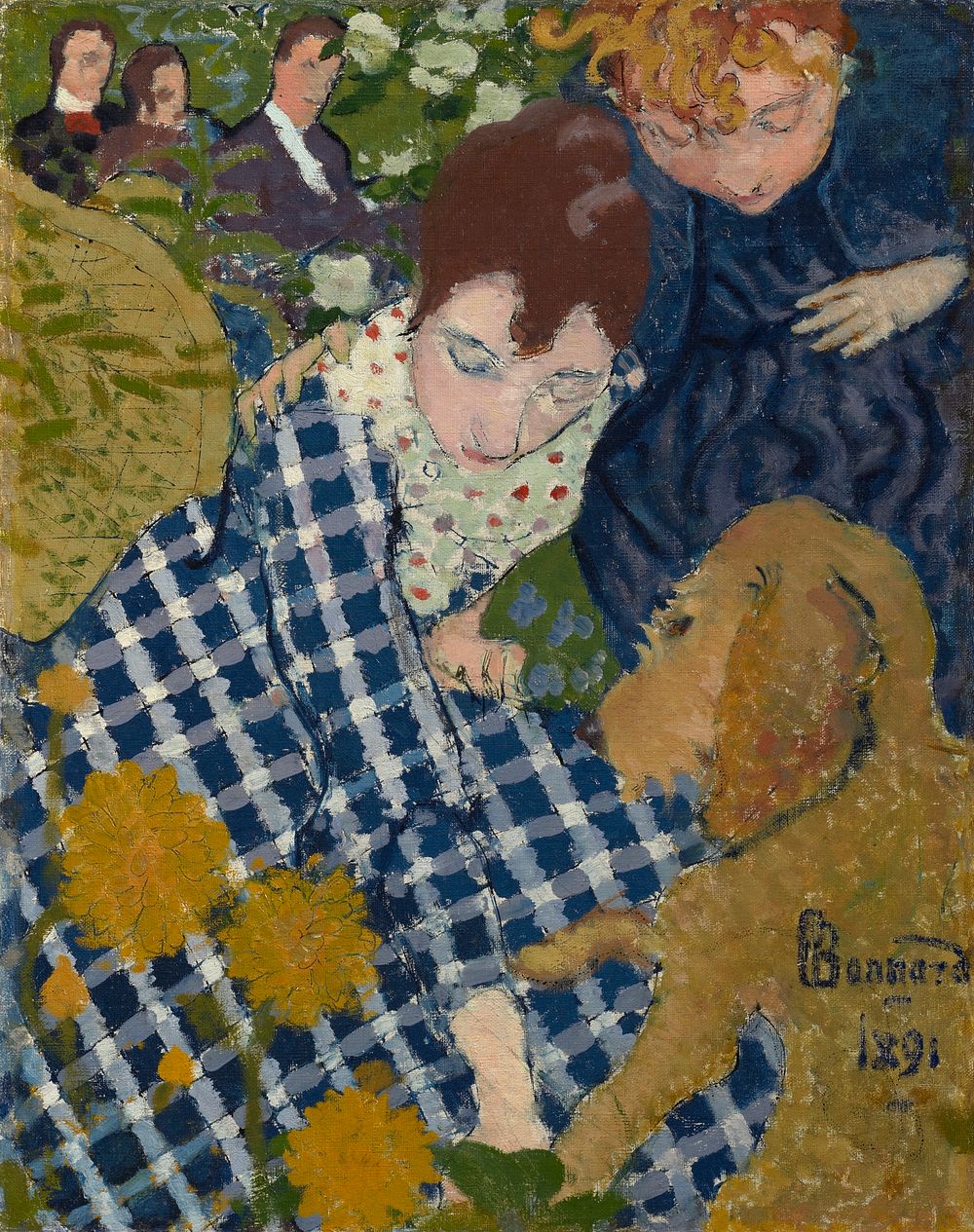 Women with a Dog (1891) painting in high resolution by Pierre Bonnard.  