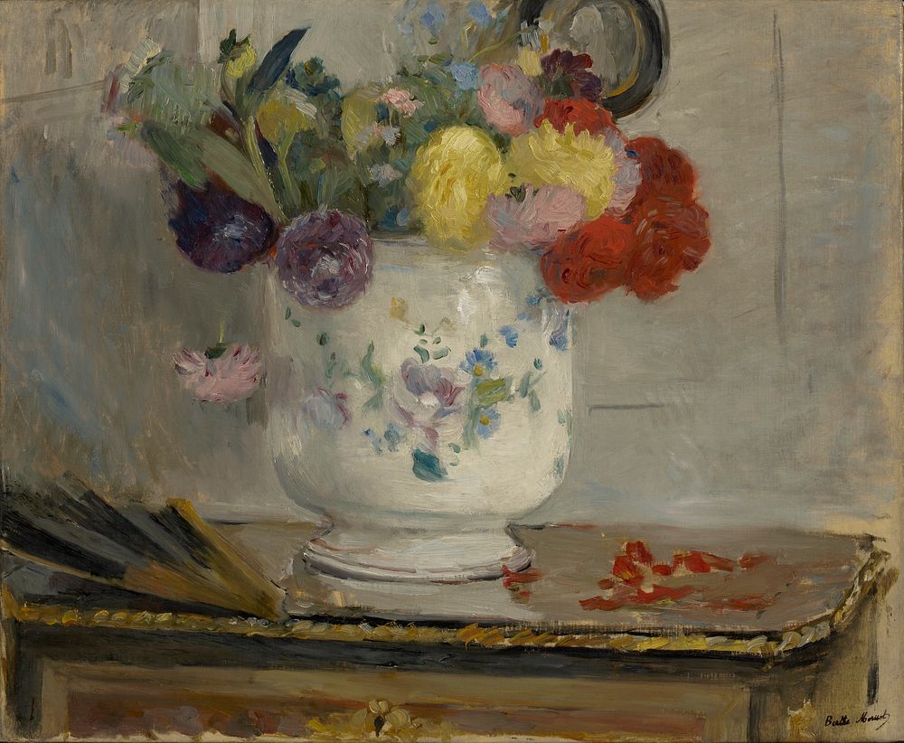 Dahlias (1876) painting in high resolution by Berthe Morisot.  