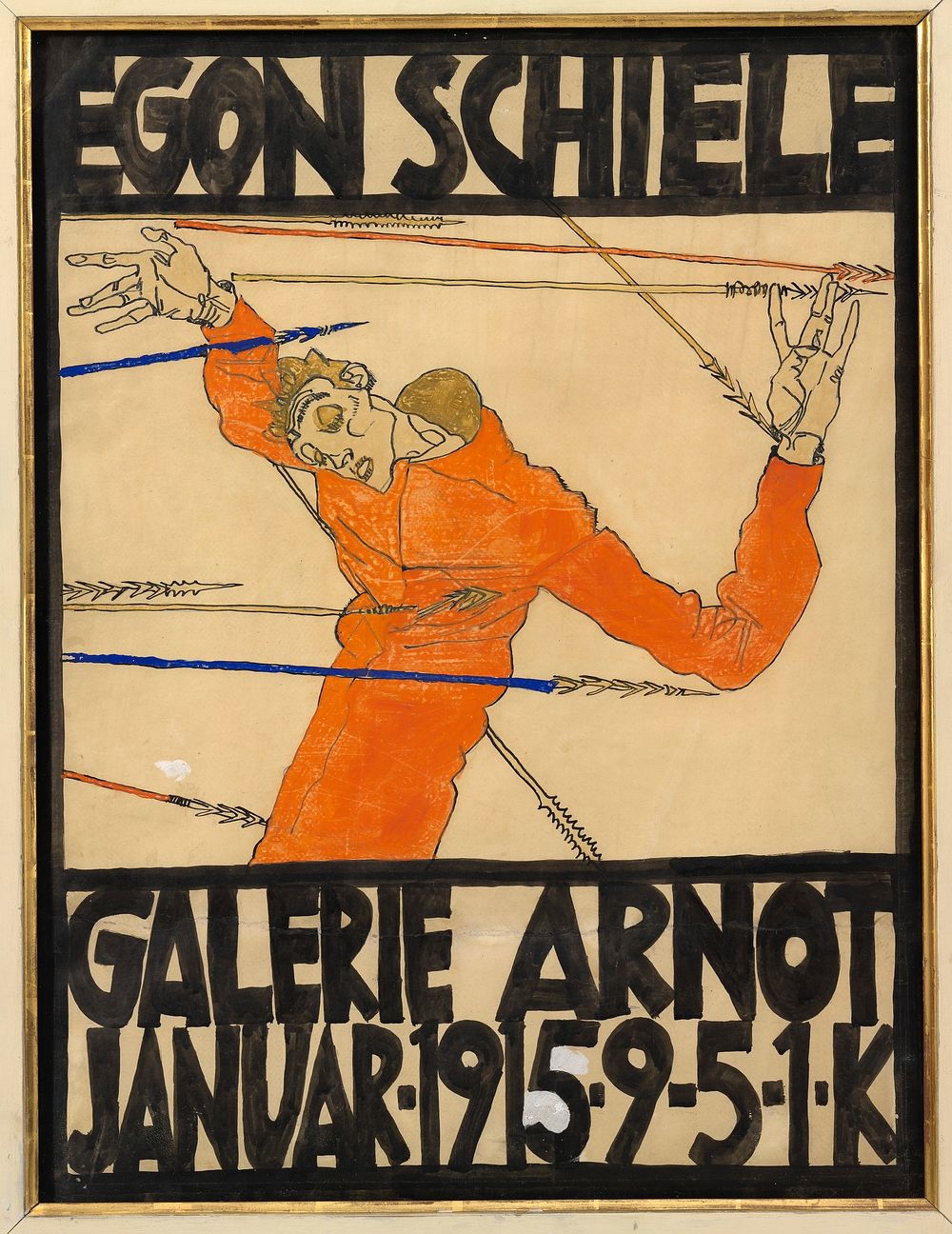 Plakat der Egon Schiele-Ausstellung in der Galerie Arnot (1915) drawing in high resolution by Egon Schiele. 