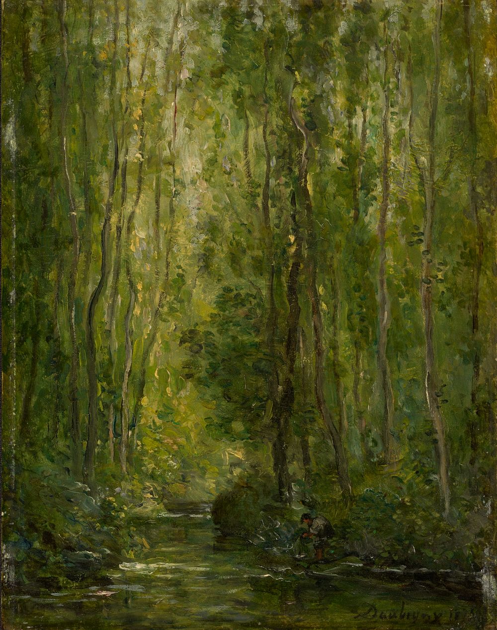 Woodland Scene (ca. 1873) painting in high resolution by Charles-Fran&ccedil;ois Daubigny.  