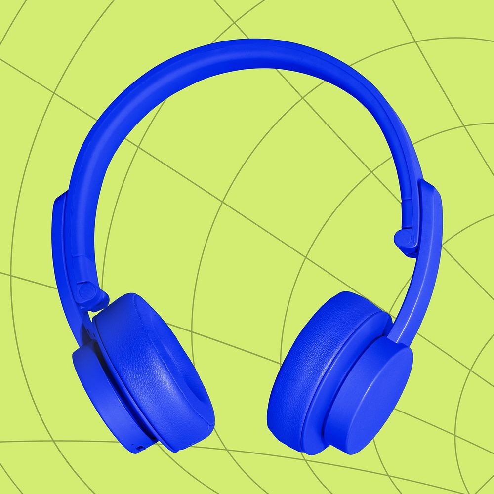 Blue headphones, digital device graphic psd