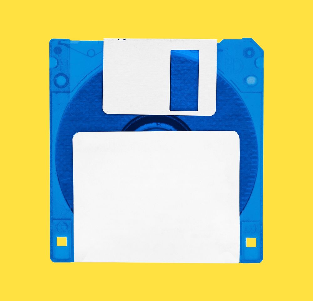 Blue floppy disk, retro object graphic