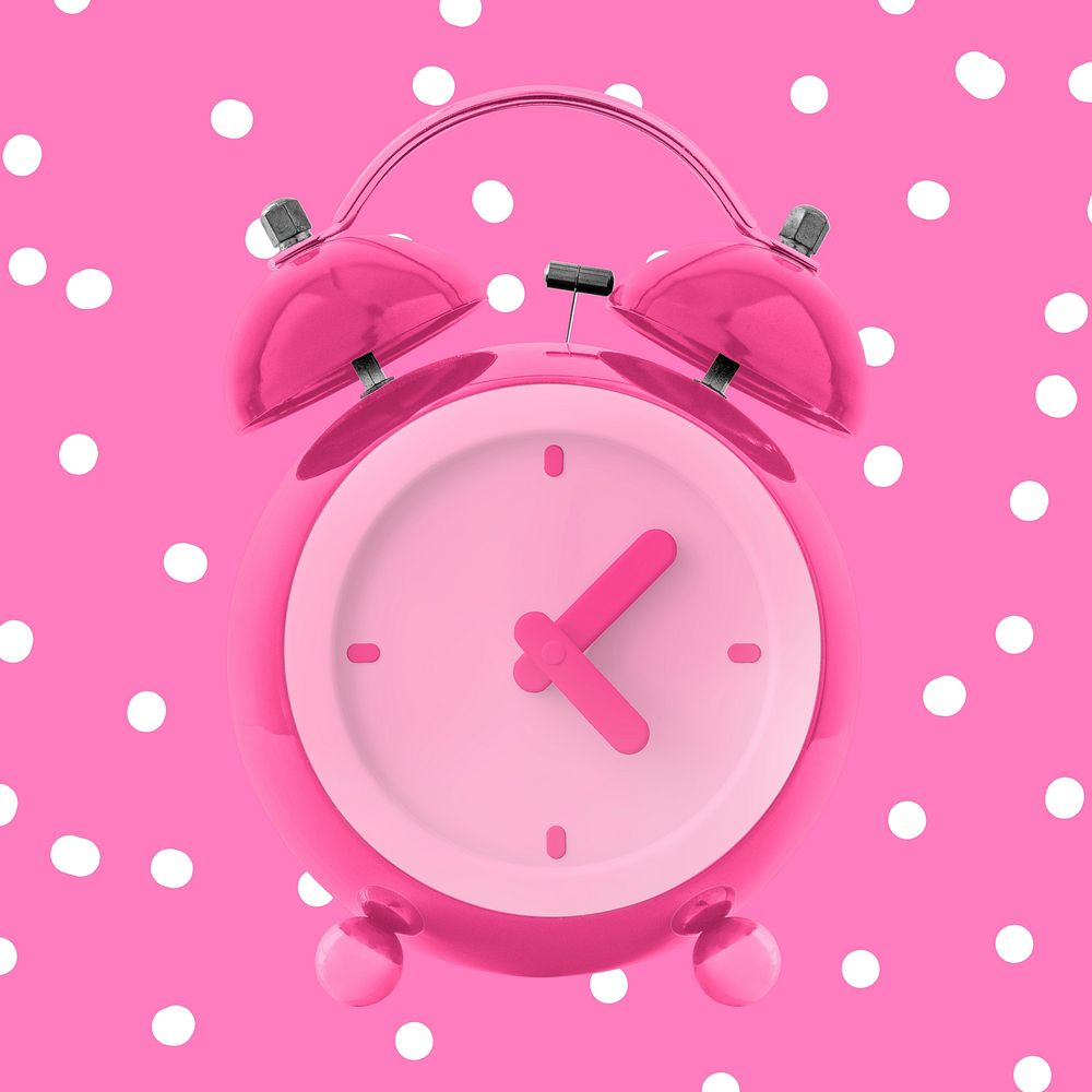 Pink alarm clock, vintage digital device psd