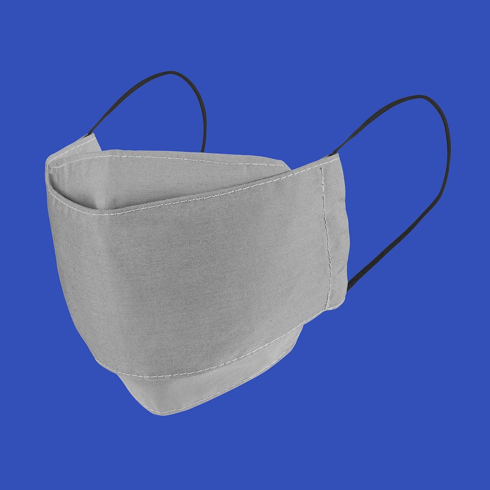 Gray fabric face mask with design space