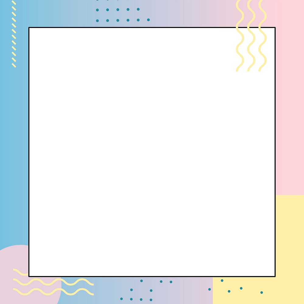 Pastel memphis background, colorful frame design