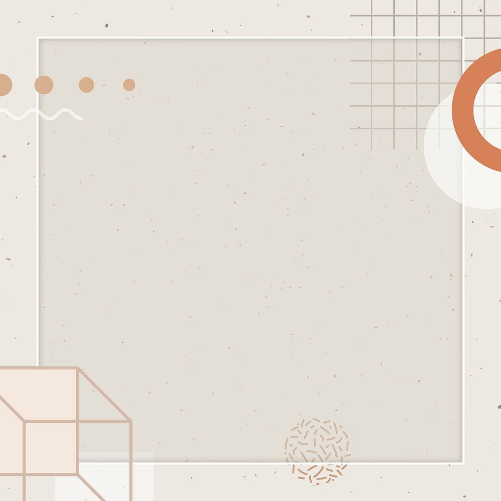 Geometric memphis frame background, gray design