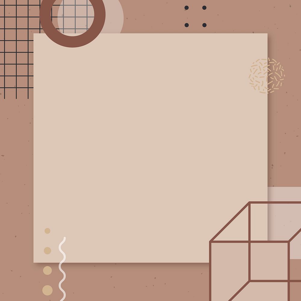 Geometric memphis frame background, brown design