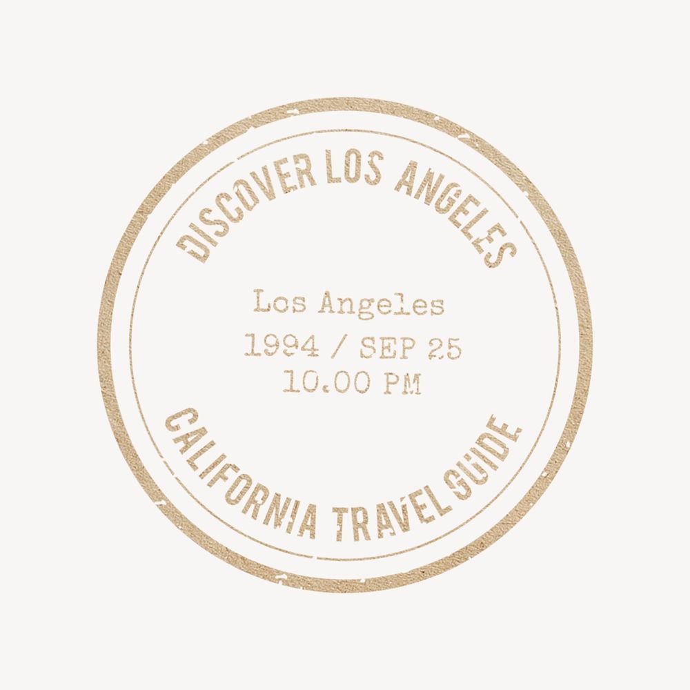 Travel stamp collage element, California design psd