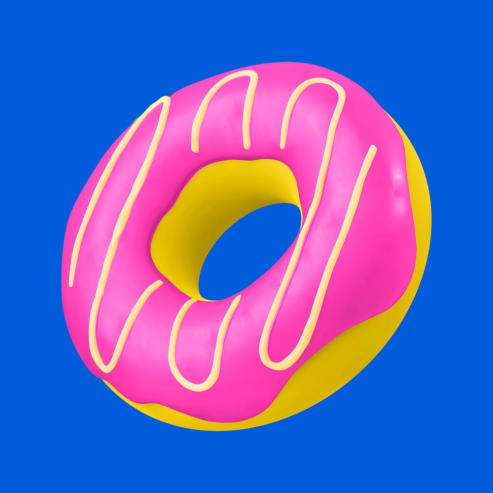 Pink donut, 3D dessert illustration