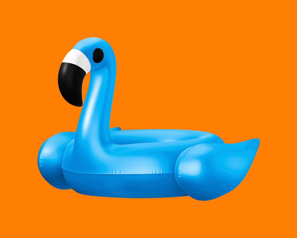 Blue flamingo balloon, 3D object illustration