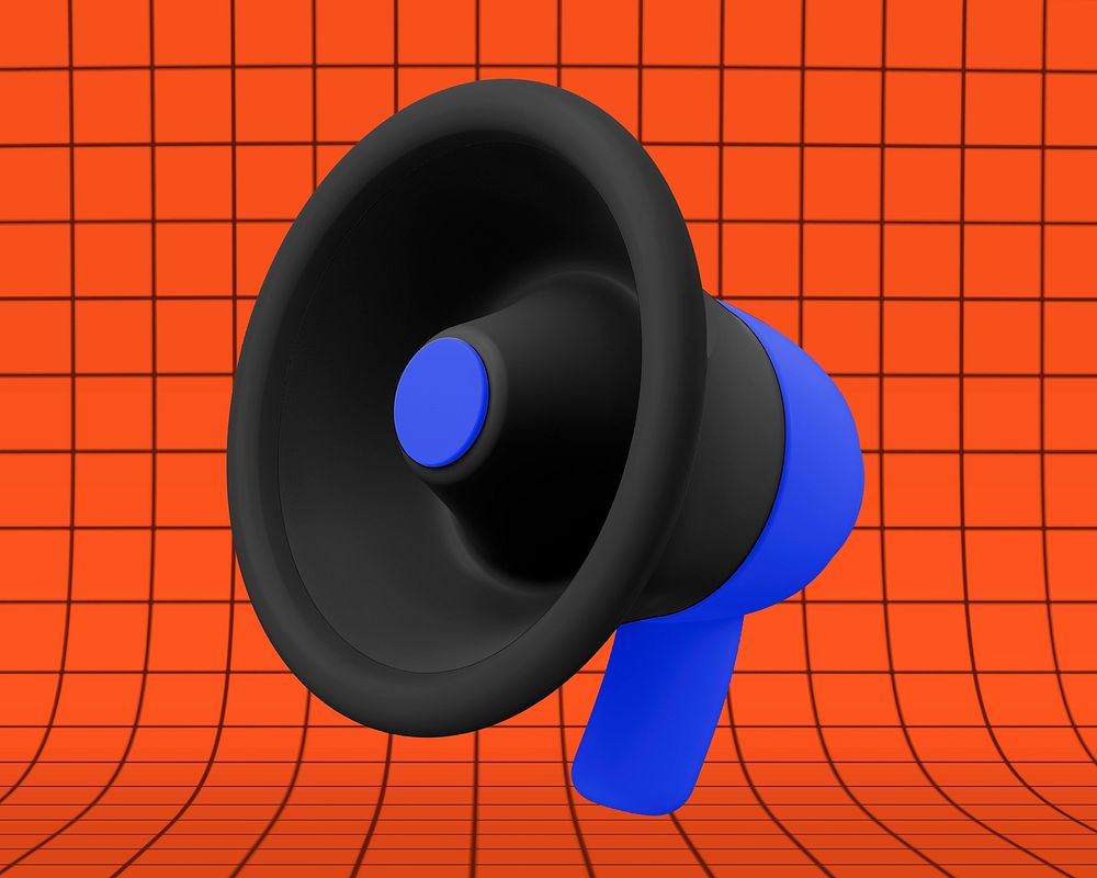 Black megaphone, 3D object illustration psd