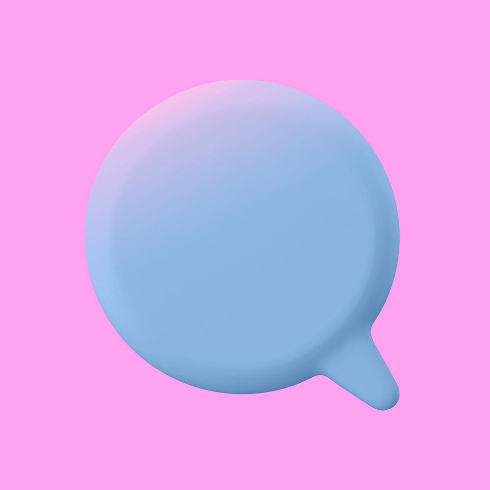 Blue speech bubble, 3D badge graphic