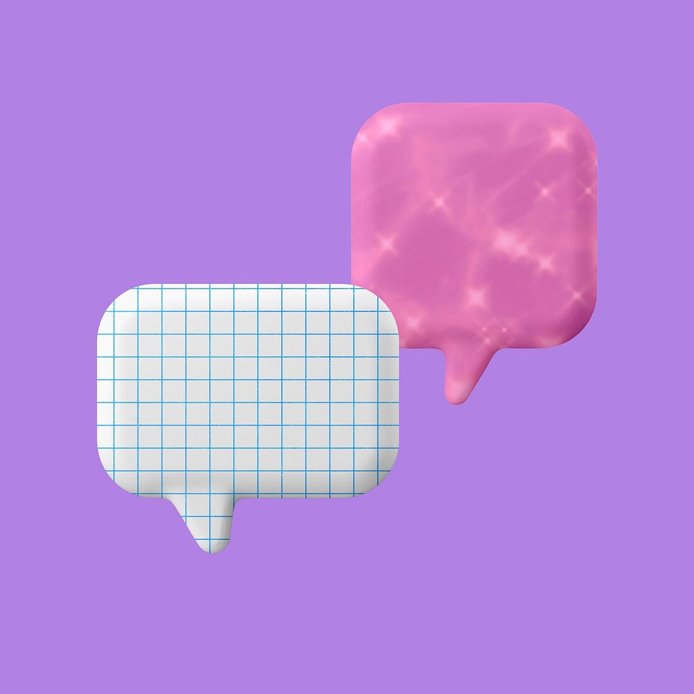 Aesthetic speech bubbles, 3D badge graphic psd