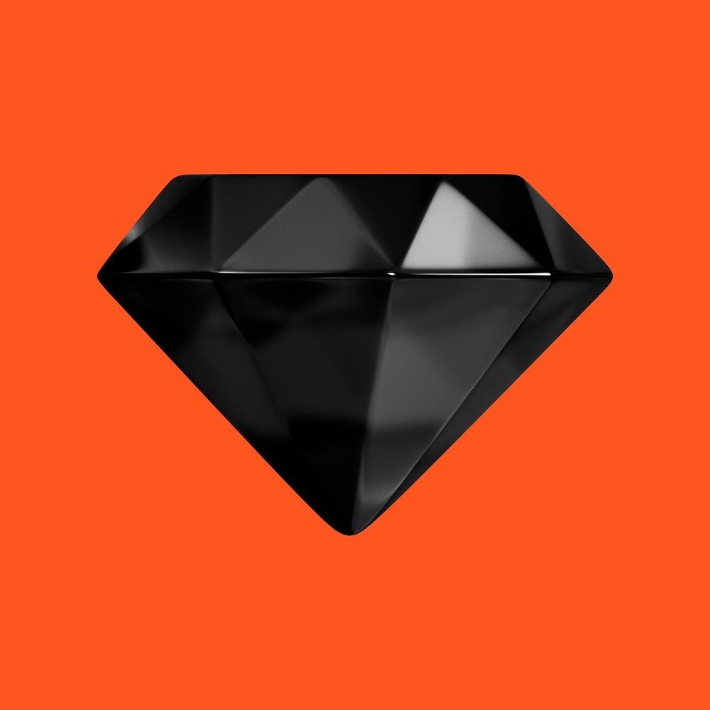 Black diamond, 3D object illustration