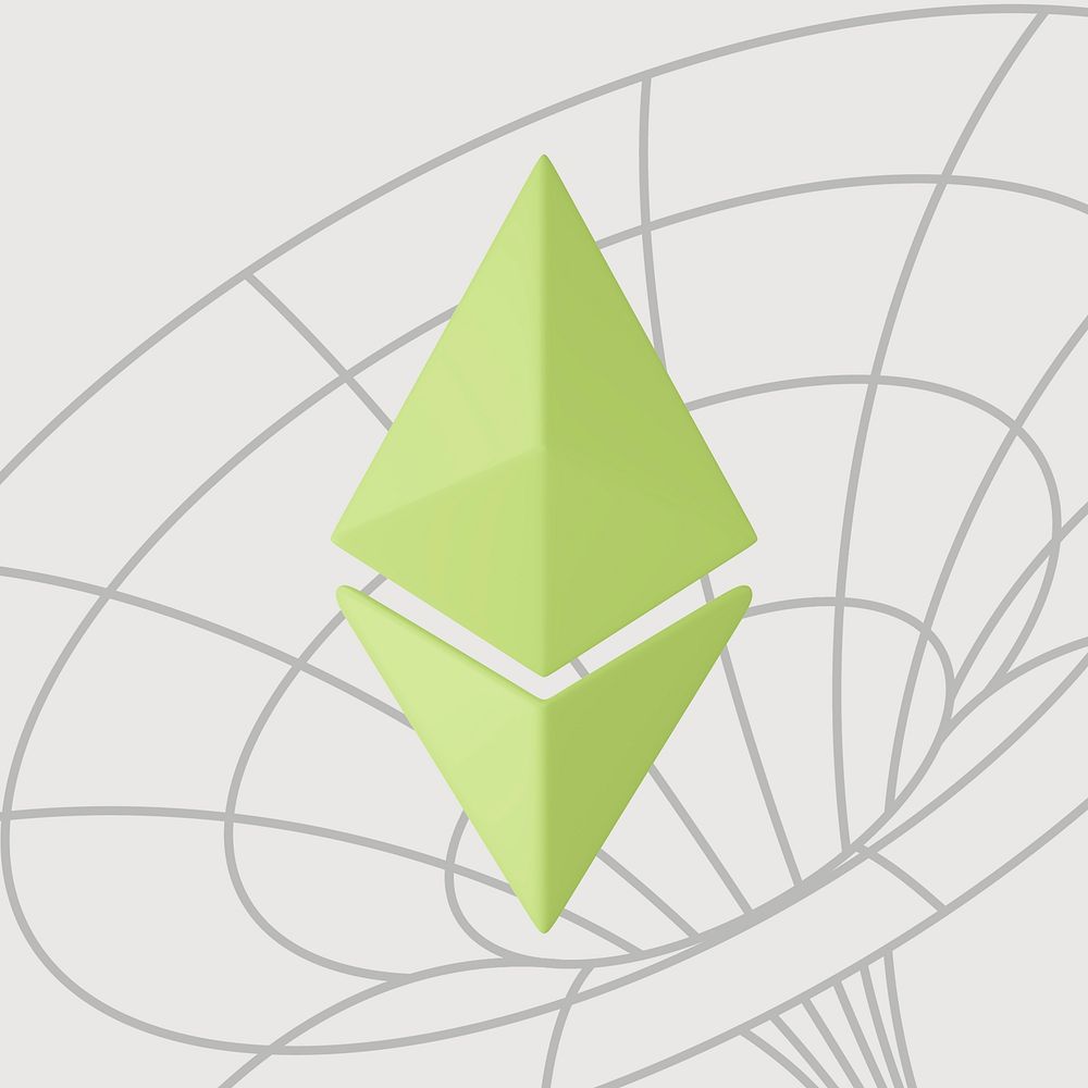 Ethereum blockchain, green 3D icon psd