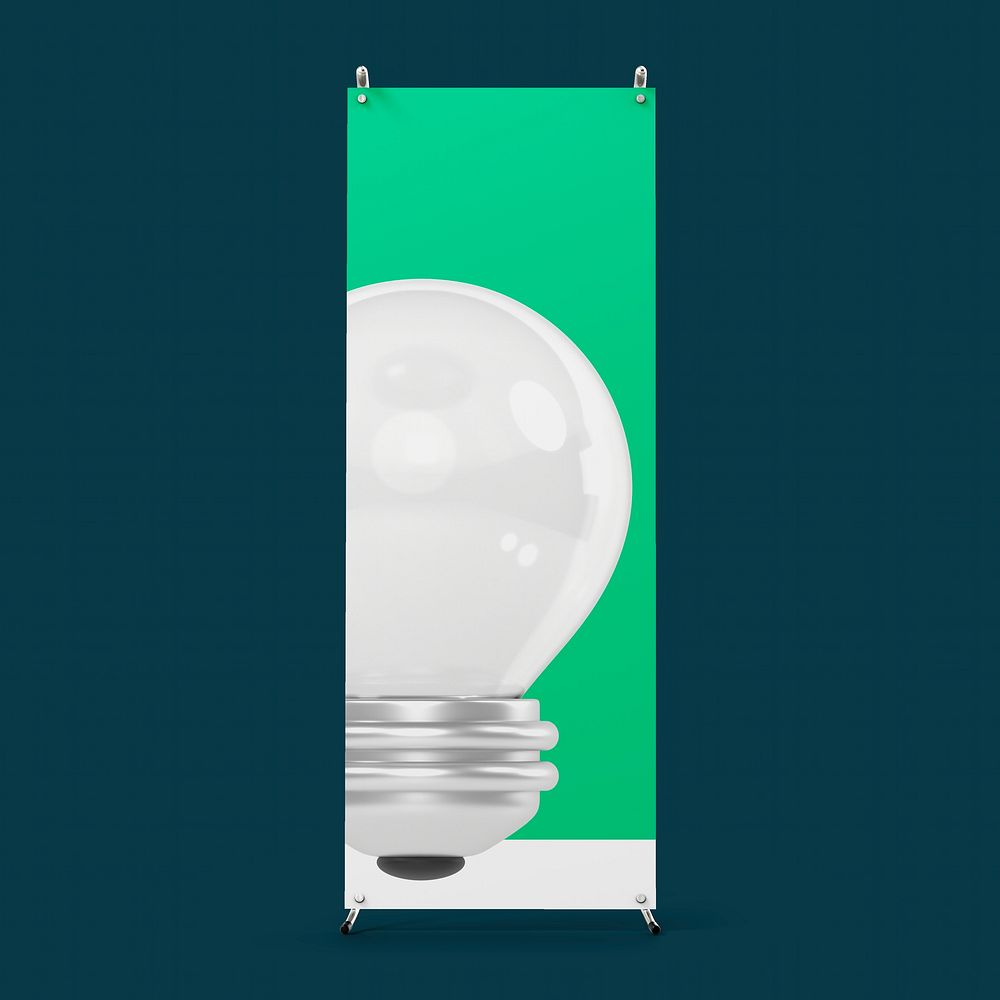 Light bulb banner stand sign in green