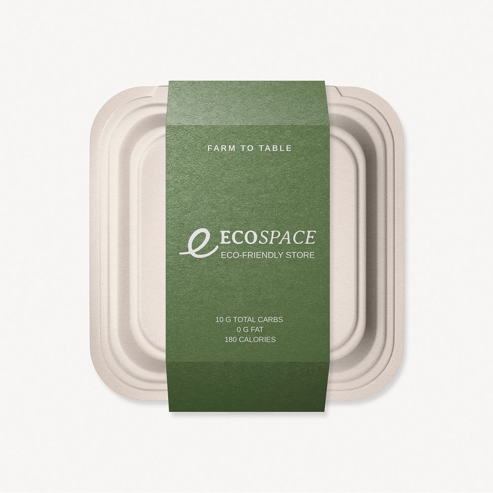 Food box label mockup, editable eco-friendly product psd