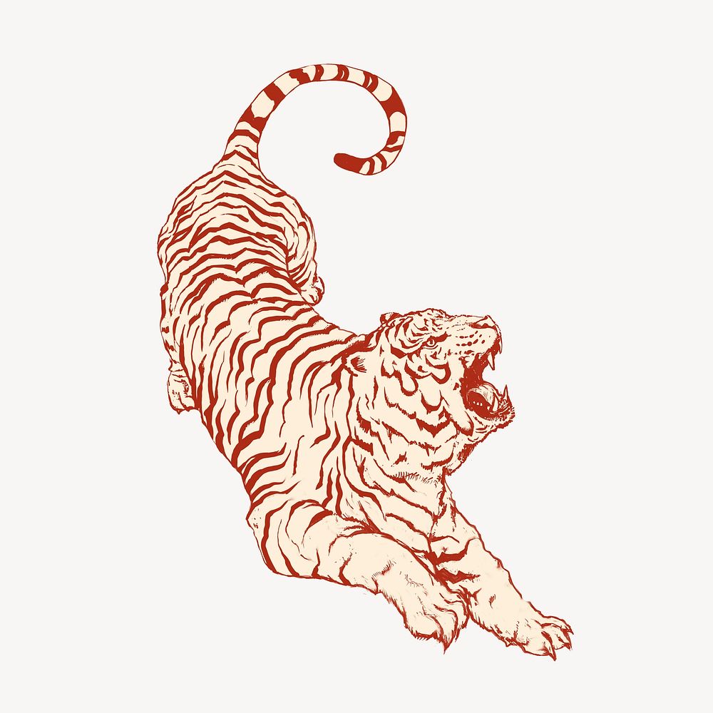 Roaring tiger, vintage animal illustration | Premium Photo Illustration ...