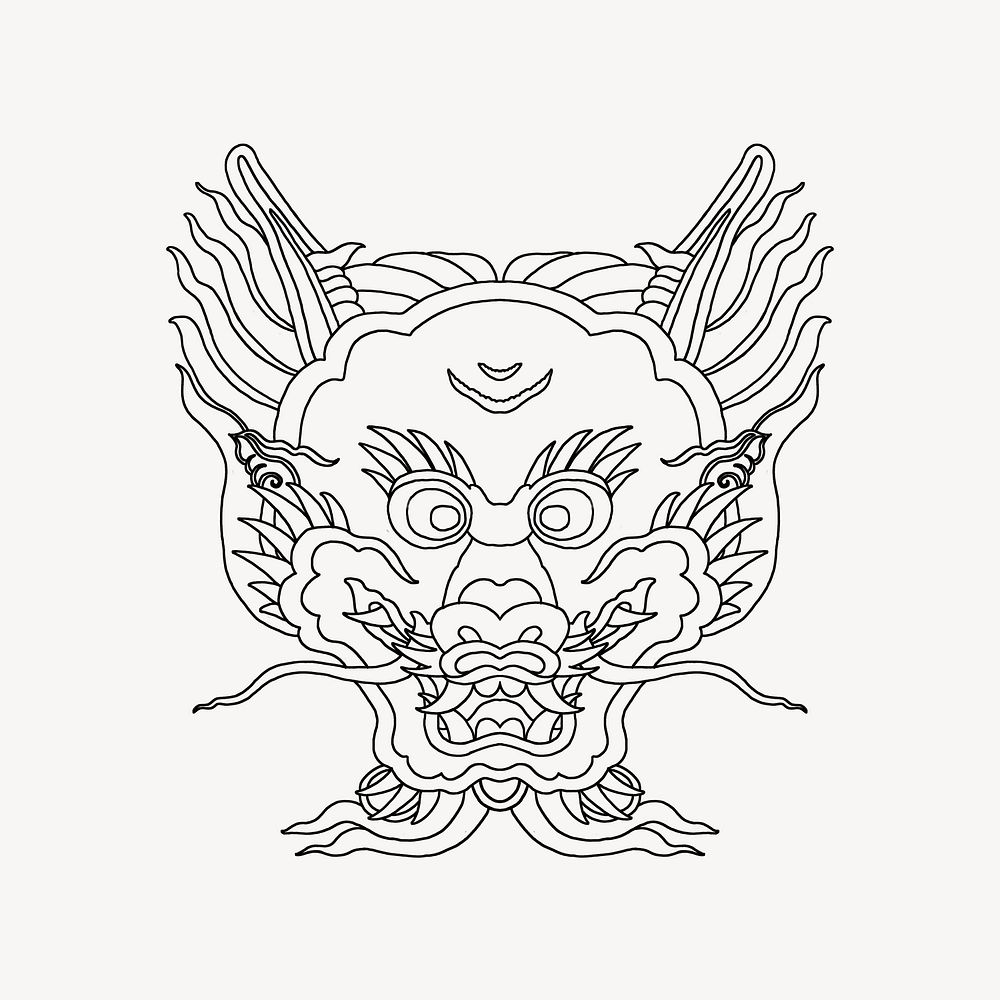 Chinese dragon, vintage mythological animal psd