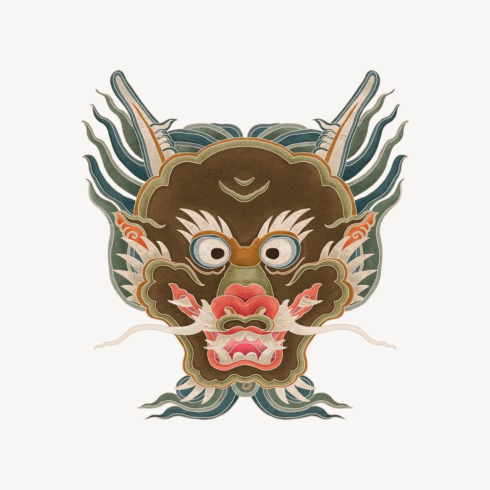 Chinese dragon, vintage mythological animal psd