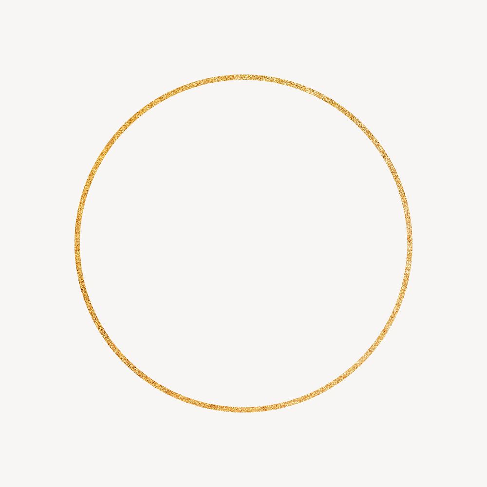 Gold glittery circle frame, line art design