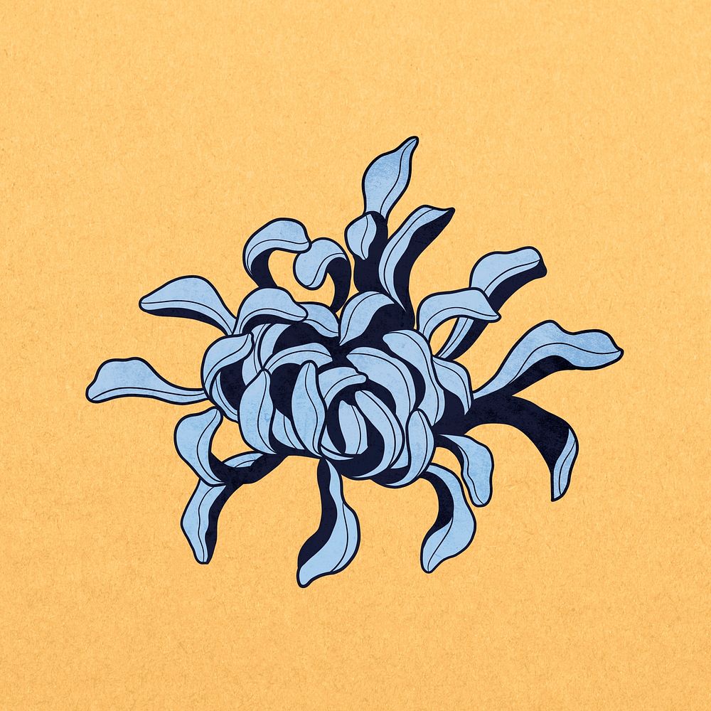 Vintage chrysanthemum, aesthetic ukiyo-e remixed psd