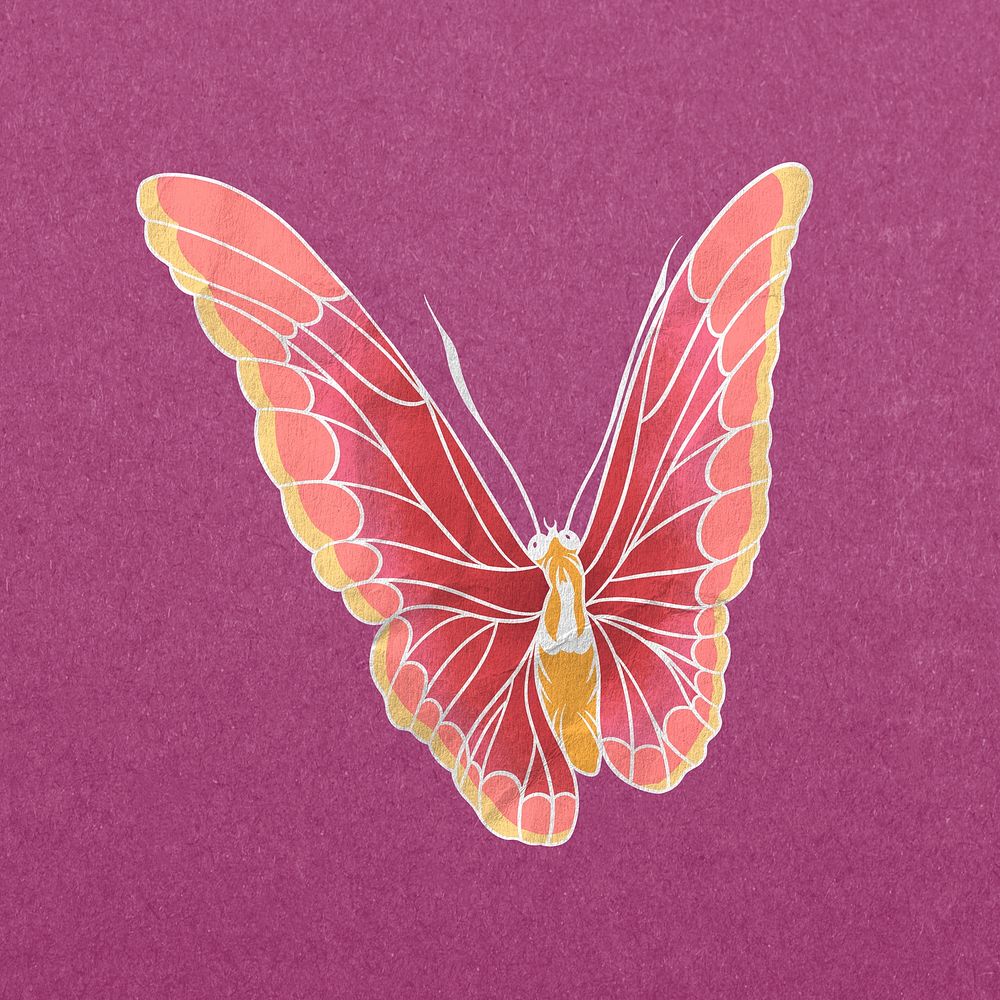 Pink aesthetic butterfly, vintage insect illustration psd