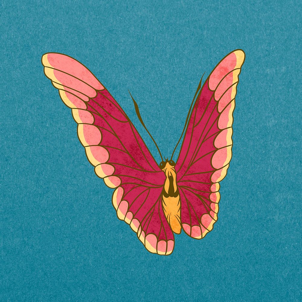 Pink aesthetic butterfly, vintage insect illustration psd