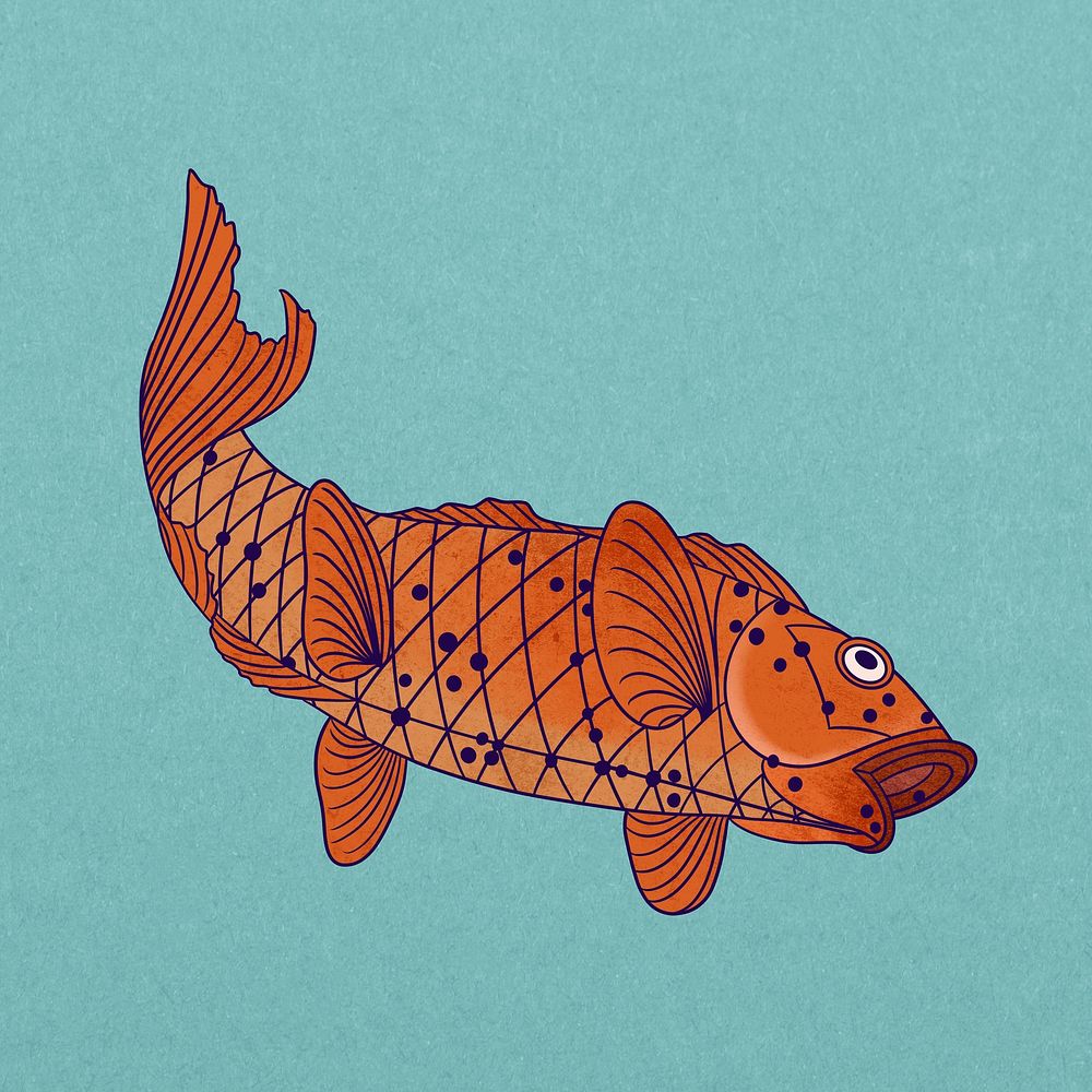 Japanese fish, vintage animal illustration psd