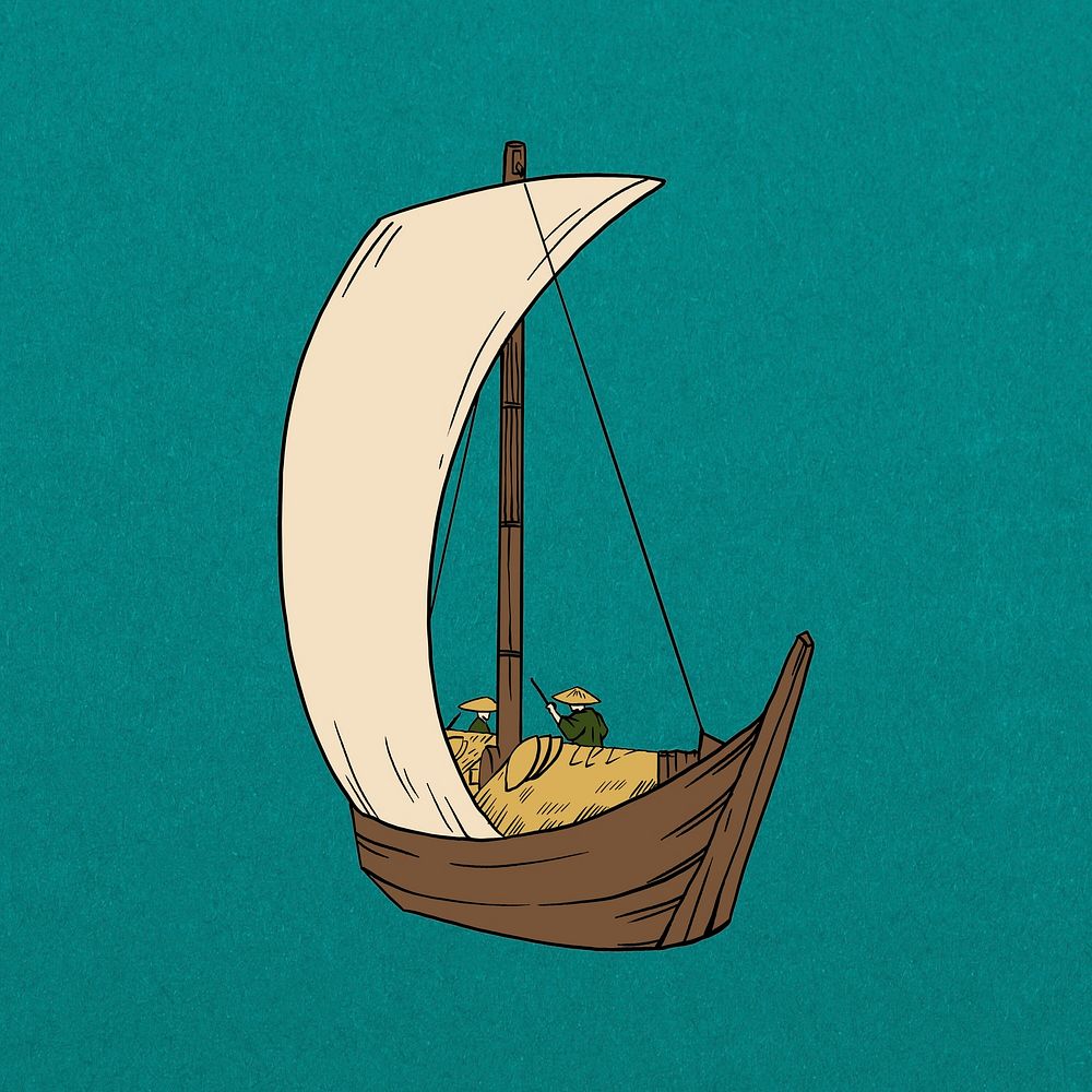 Vintage Japanese boat psd