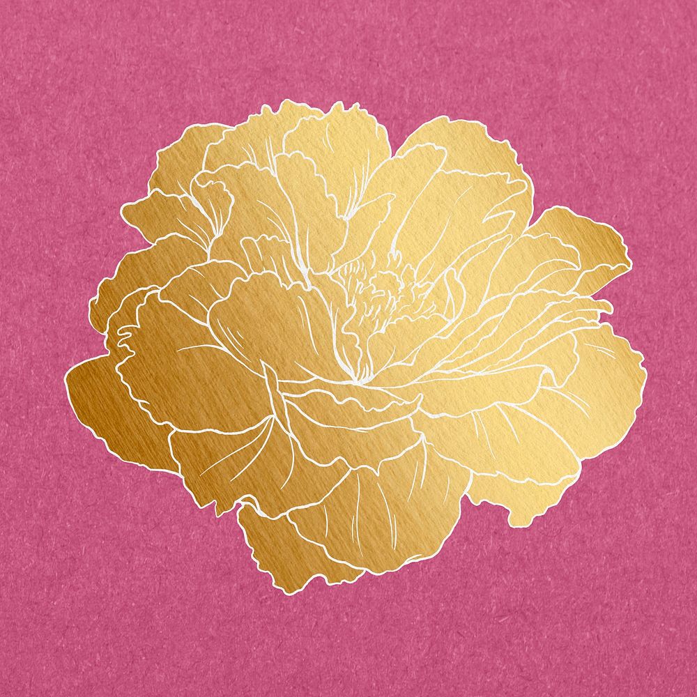 Aesthetic gold peony flower, Japanese psd