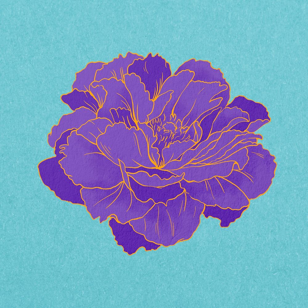 Aesthetic purple peony, vintage Japanese flower illustration