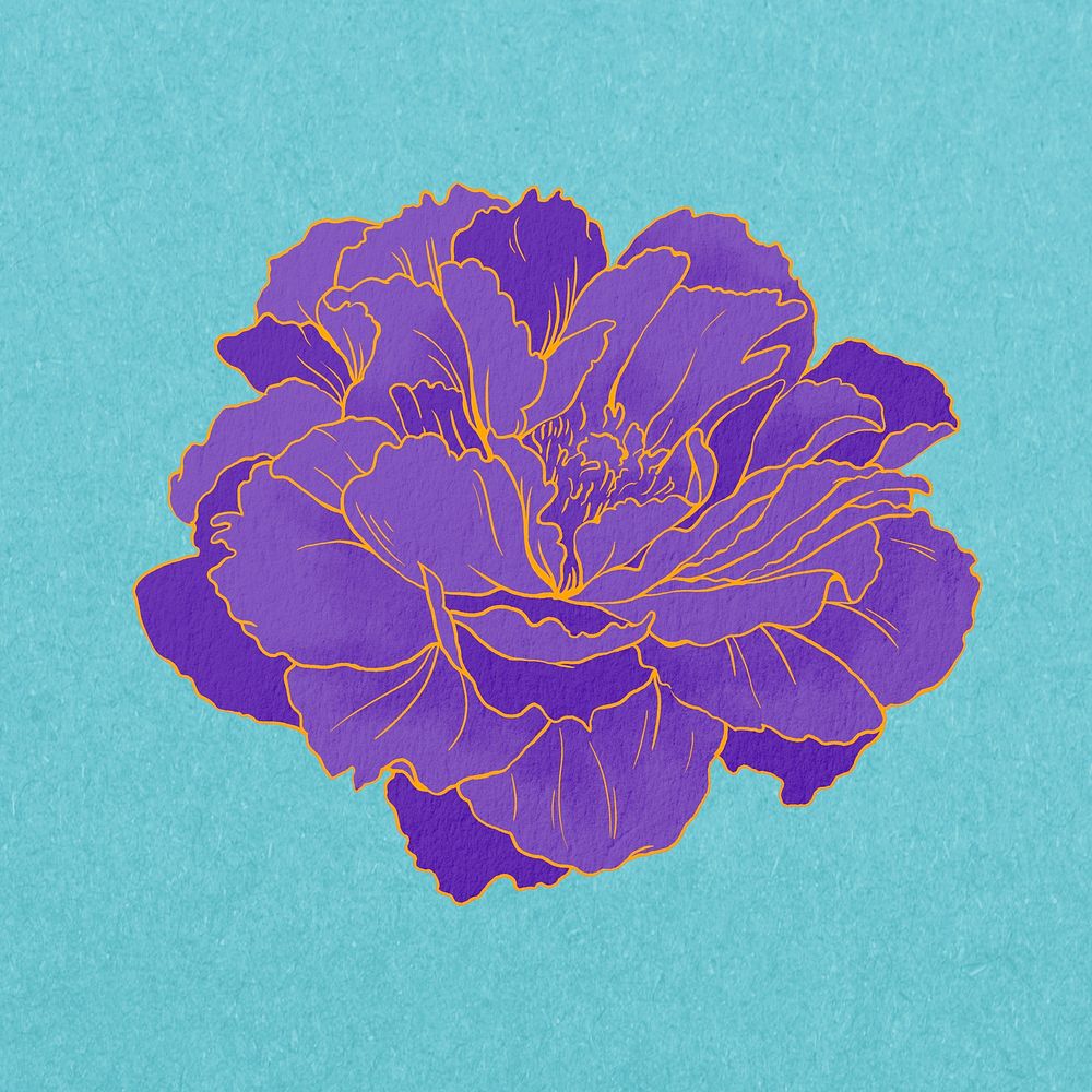 Vintage purple peony, aesthetic Japanese flower psd